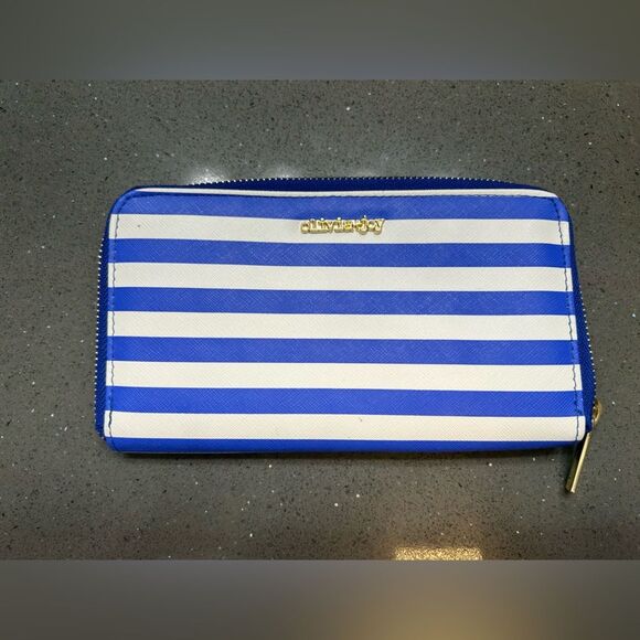 Olivia + Joy Handbags - Olivia + Joy Striped Blue and White Wallet